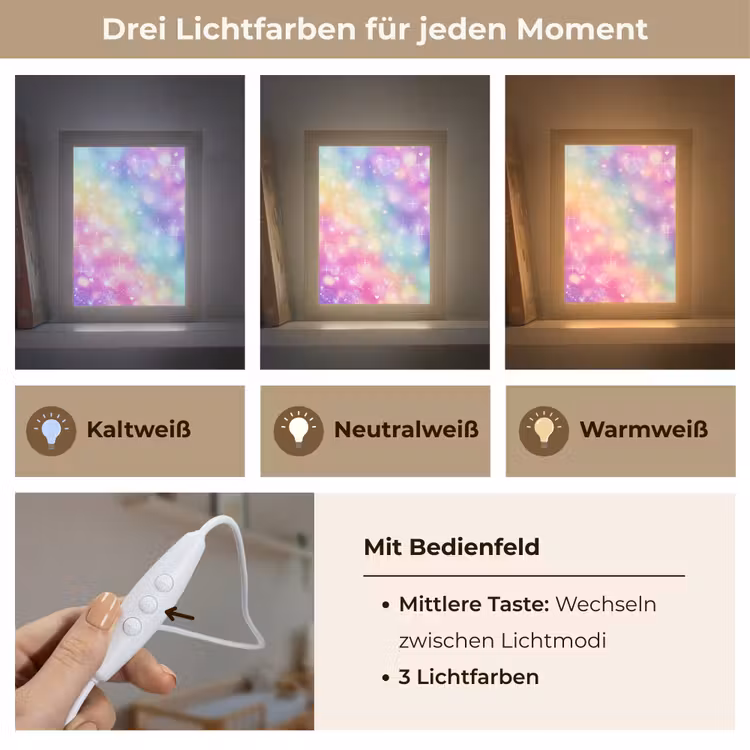 Licht - Regenboog - Hartjes Light Box met kabel klein -USP_lichtkleurDE