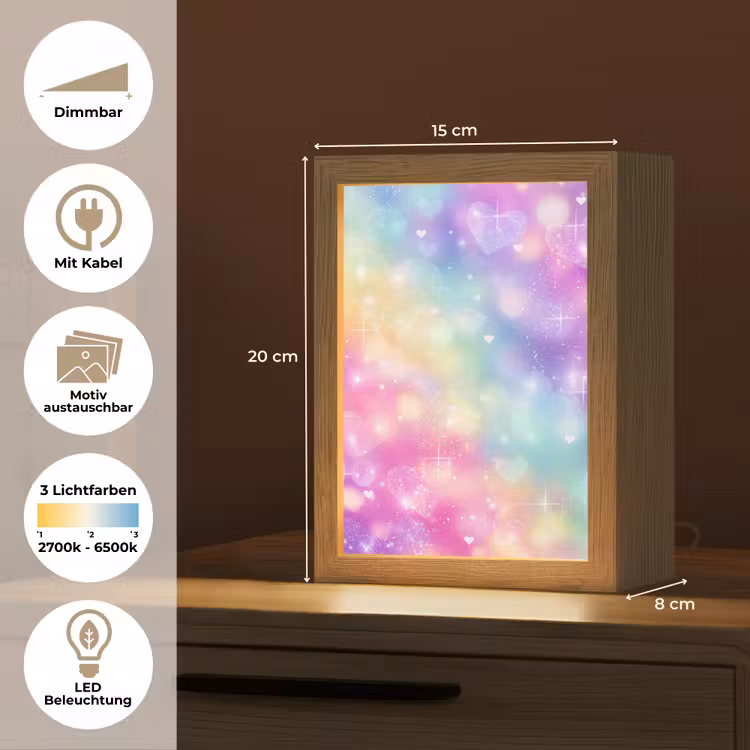 Licht - Regenboog - Hartjes Light Box met kabel (Kinderlampje) klein -USP_websiteoverzichtDE