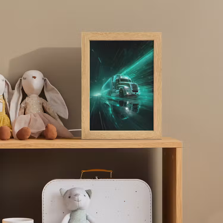 Vrachtwagen - Snelheid - Groen - Neon Light Box met kabel klein -sfeer2_kind