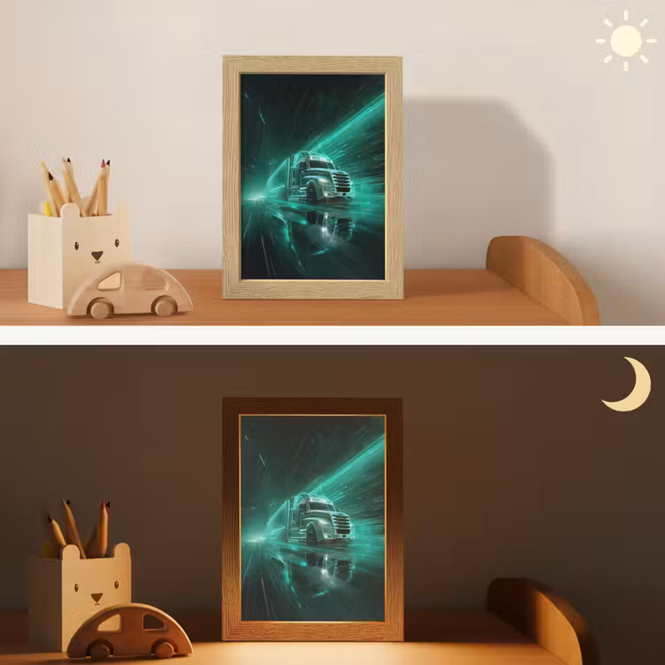 Vrachtwagen - Snelheid - Groen - Neon Light Box met kabel klein -sfeer3_kind