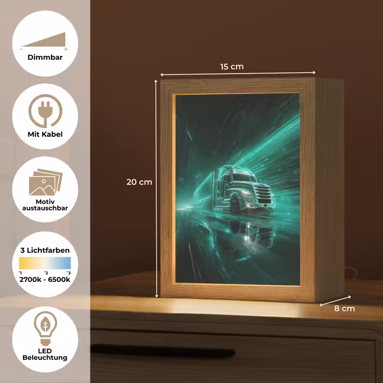 Vrachtwagen - Snelheid - Groen - Neon Light Box met kabel (Kinderlampje) klein -USP_websiteoverzichtDE