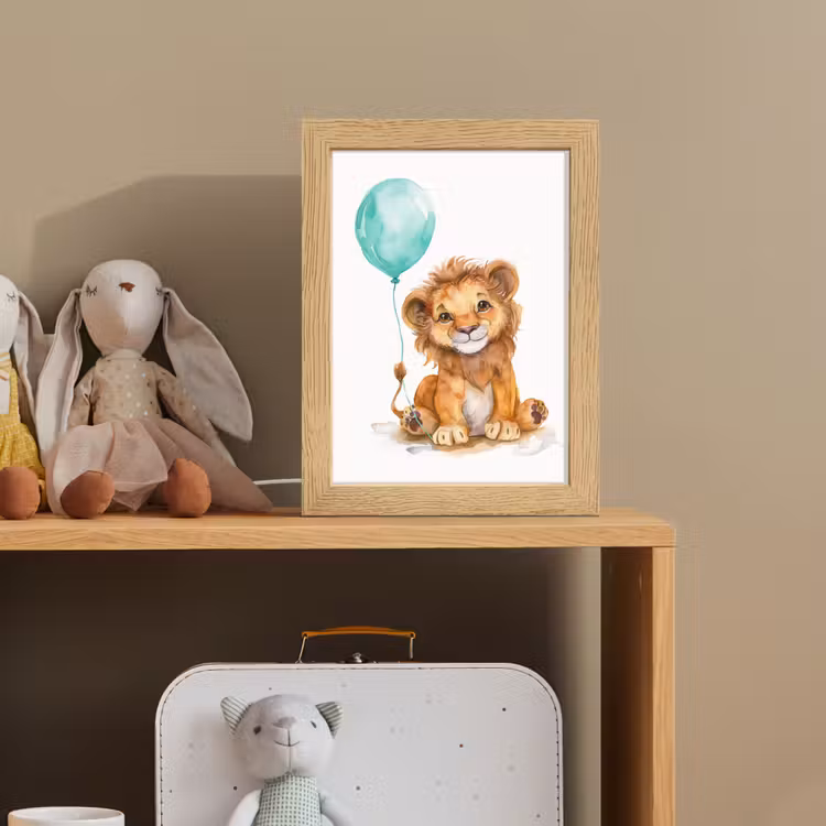 Leeuw - Baby dier - Blauwe ballon Light Box met kabel klein -sfeer2_kind