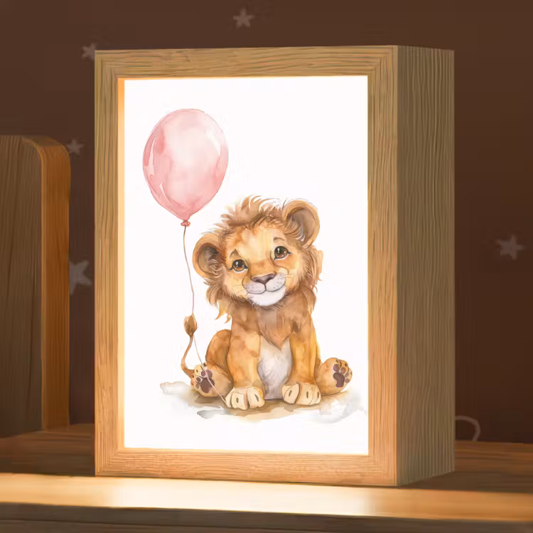 Leeuw - Baby dier - Dieren - Roze ballon Light Box met kabel klein -zzz_3d_website