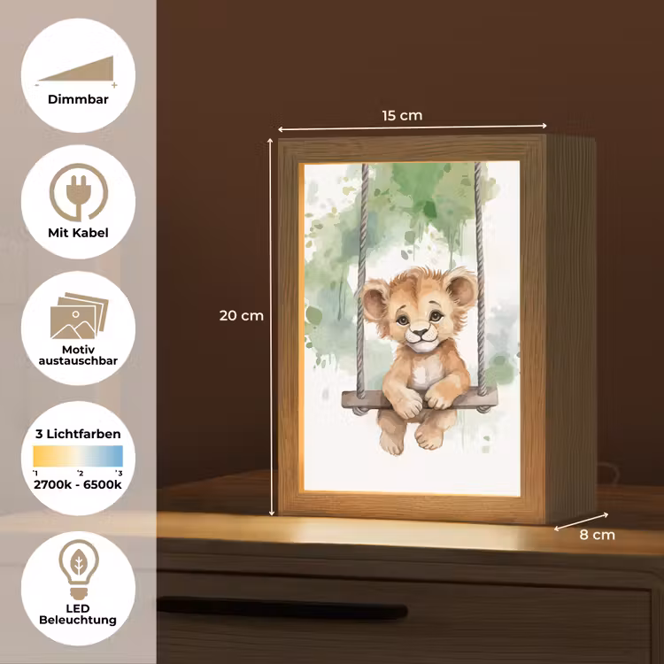 Leeuw - Dier - Kinderen - Jungle Light Box met kabel (Kinderlampje) klein -USP_websiteoverzichtDE