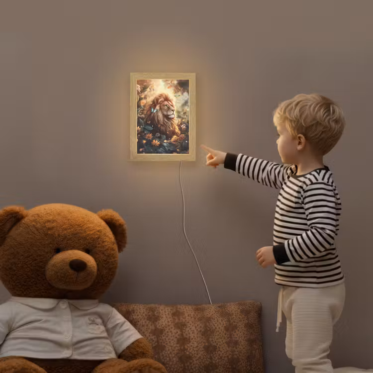 Leeuw - Dieren - Bloemen - Jungle Light Box met kabel klein -sfeer4a_kind
