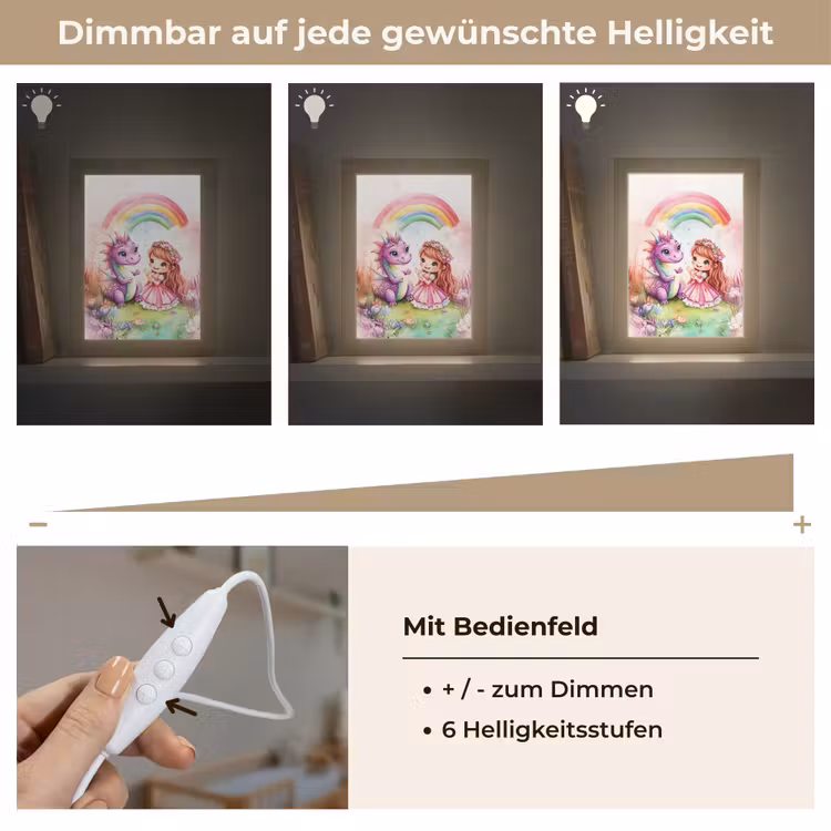 Meisje - Draak - Regenboog Light Box met kabel klein -USP_dimbaarDE
