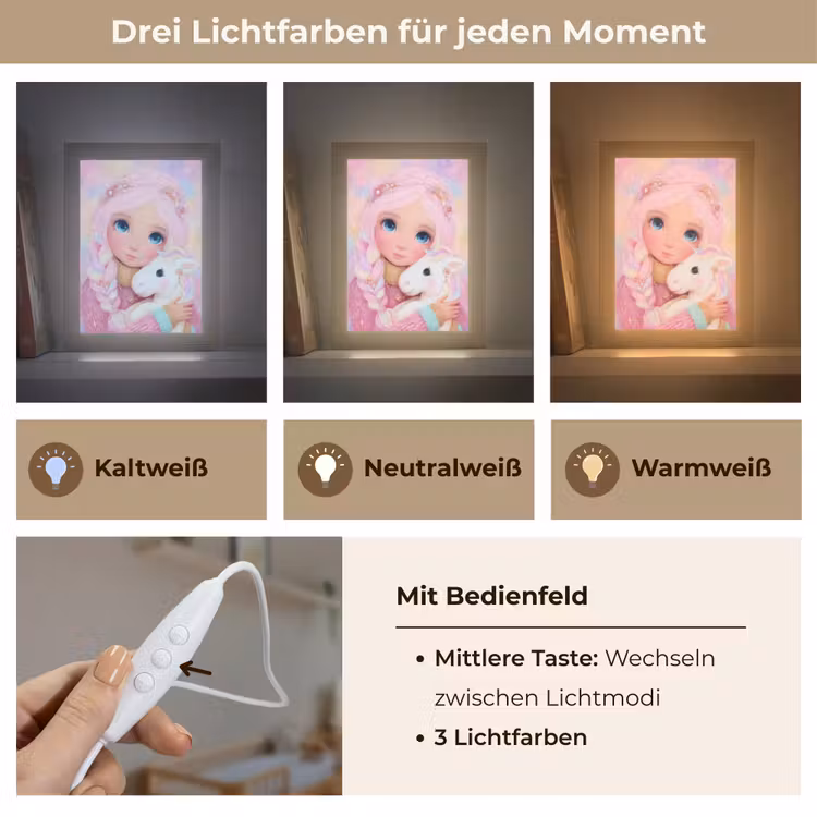 Meisje - Eenhoorn - Roze Light Box met kabel klein -USP_lichtkleurDE