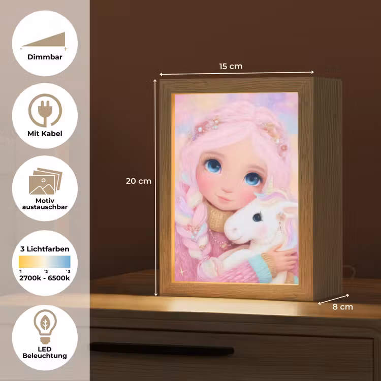 Meisje - Eenhoorn - Roze Light Box met kabel (Kinderlampje) klein -USP_websiteoverzichtDE