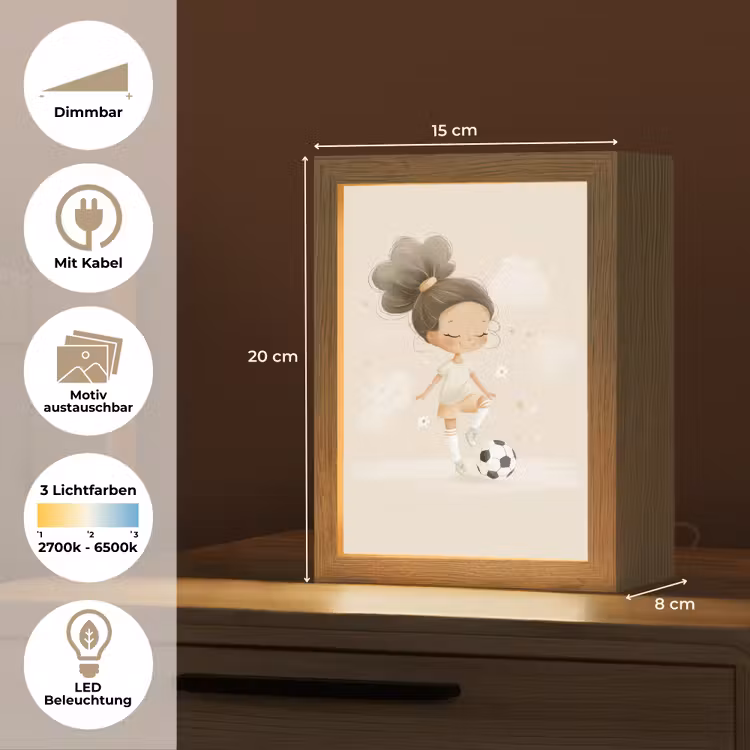 Meisje - Voetbal - Beige Light Box met kabel (Kinderlampje) klein -USP_websiteoverzichtDE