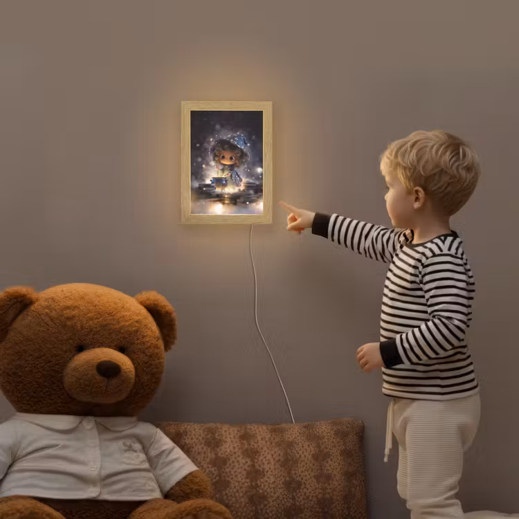 Meisje - Toveren - Sterren - Paars Light Box met kabel klein -sfeer4a_kind
