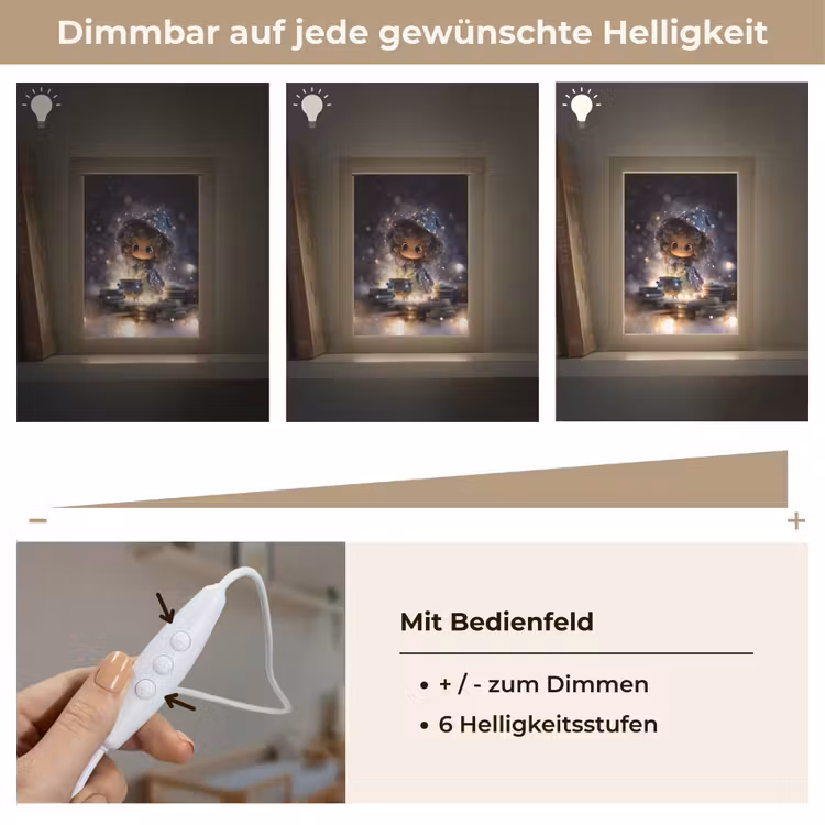 Meisje - Toveren - Sterren - Paars Light Box met kabel klein -USP_dimbaarDE