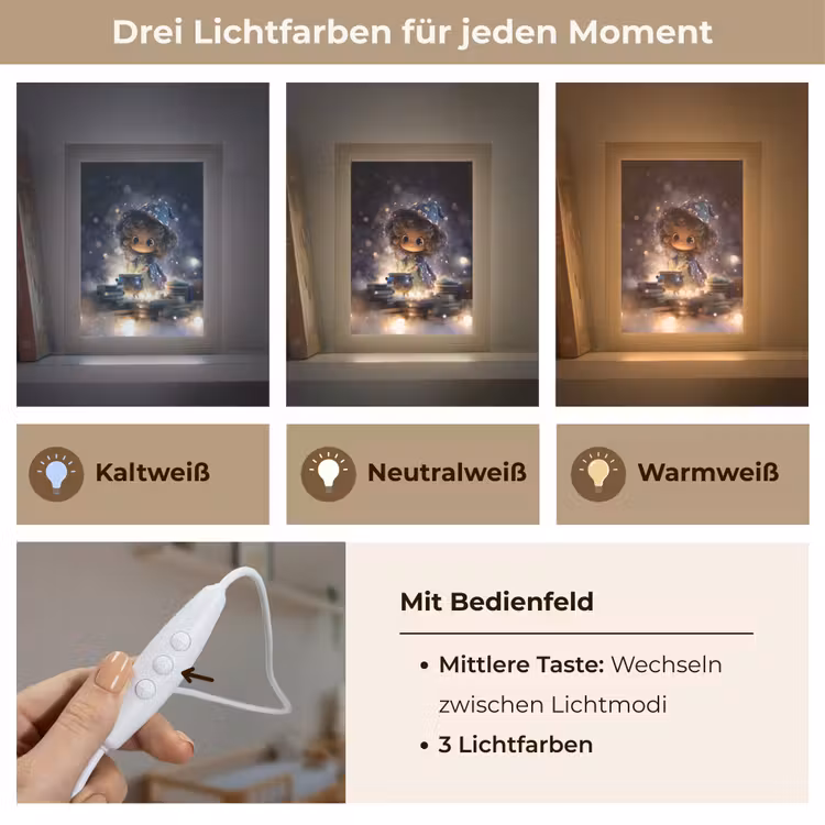 Meisje - Toveren - Sterren - Paars Light Box met kabel klein -USP_lichtkleurDE
