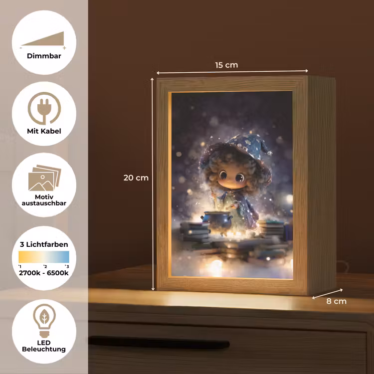 Meisje - Toveren - Sterren - Paars Light Box met kabel (Kinderlampje) klein -USP_websiteoverzichtDE