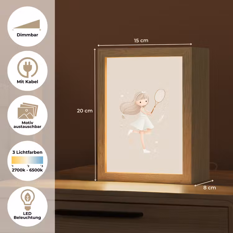 Meisje - Tennis - Beige Light Box met kabel (Kinderlampje) klein -USP_websiteoverzichtDE