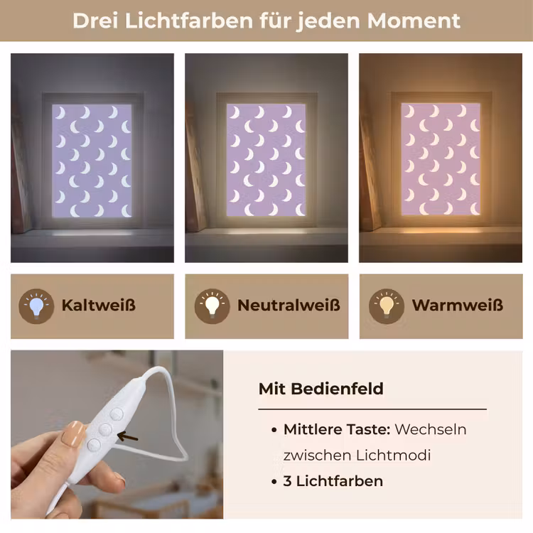 Manen - Patroon - Paars Light Box met kabel (Kinderlampje) klein 904 -USP_lichtkleurDE