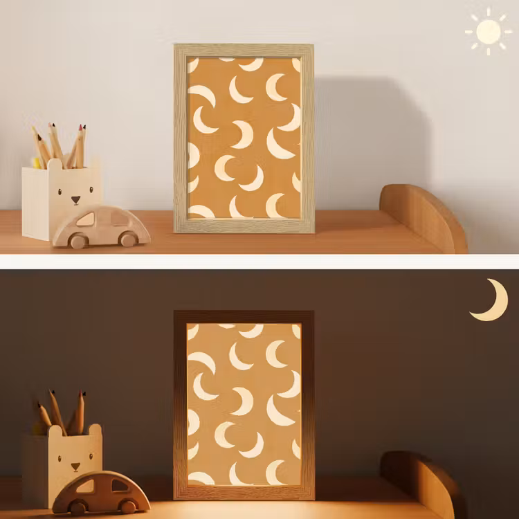 Manen - Patroon - Oker Light Box met kabel (Kinderlampje) klein 904 -sfeer3_kind