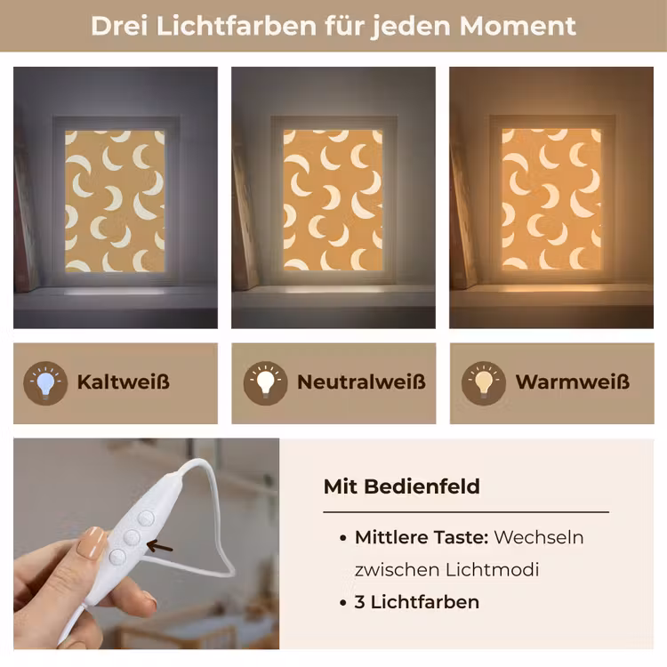 Manen - Patroon - Oker Light Box met kabel (Kinderlampje) klein 904 -USP_lichtkleurDE