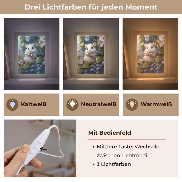 Muis - Bos - Bloemen - Illustratie - Bosdieren Light Box met kabel klein -USP_lichtkleurDE