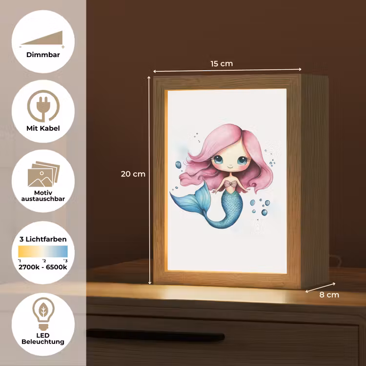 Zeemeermin - Roze - Luchtbellen Light Box met kabel (Kinderlampje) klein -USP_websiteoverzichtDE