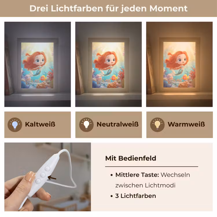 Zeemeermin - Water - Vissen - Rood Light Box met kabel klein -USP_lichtkleurDE
