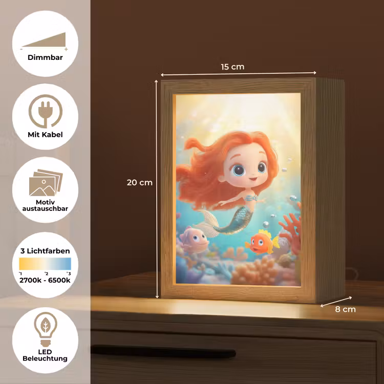 Zeemeermin - Water - Vissen - Rood Light Box met kabel (Kinderlampje) klein -USP_websiteoverzichtDE