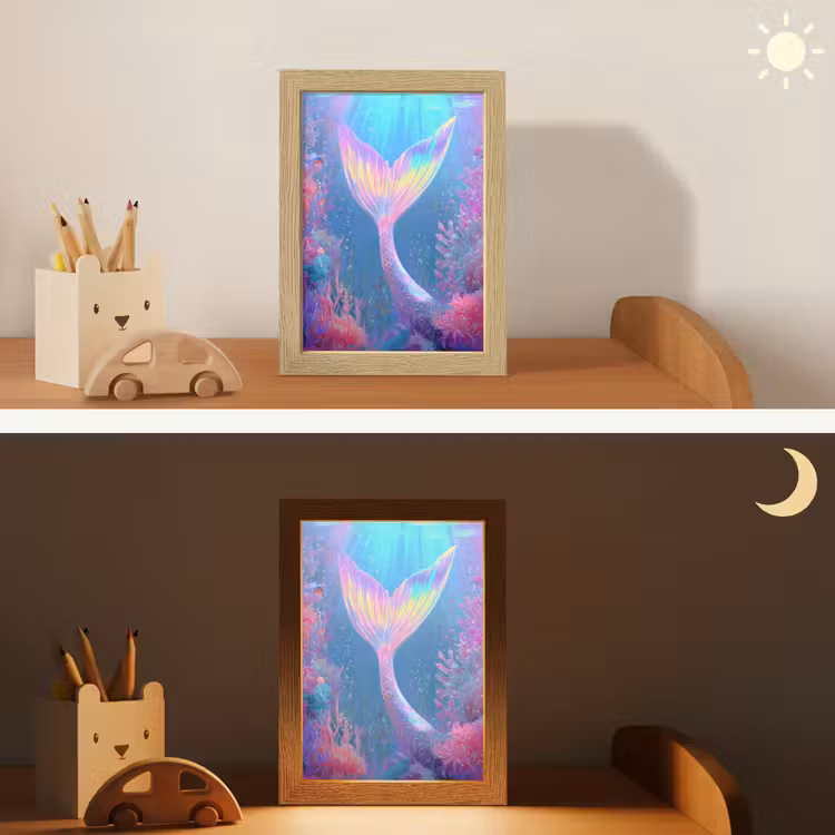 Zeemeerminnenstaart - Koraal - Water Light Box met kabel klein -sfeer3_kind