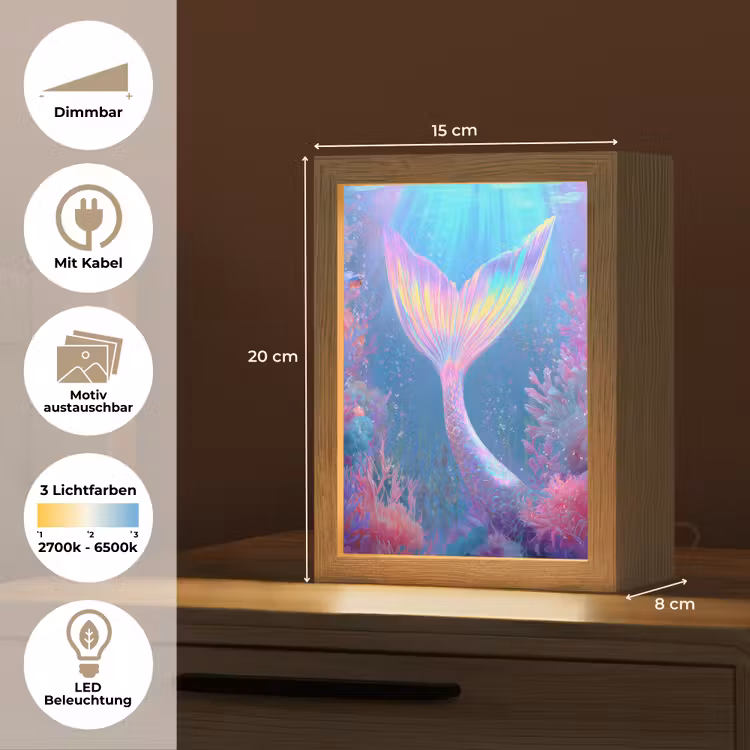 Zeemeerminnenstaart - Koraal - Water Light Box met kabel (Kinderlampje) klein -USP_websiteoverzichtDE