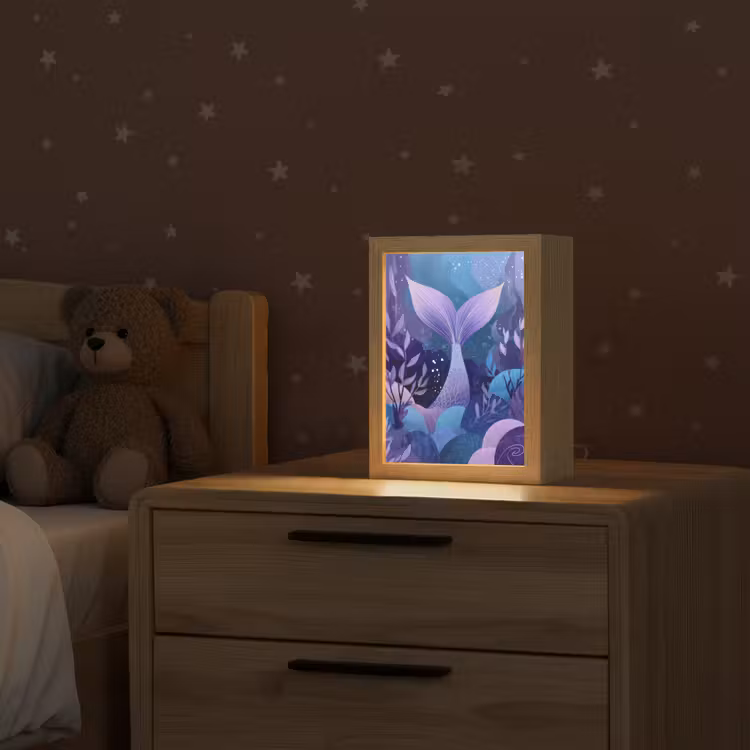 Zeemeerminnenstaart - Onderwaterplanten - Paars - Blauw Light Box met kabel klein -sfeer1_kind