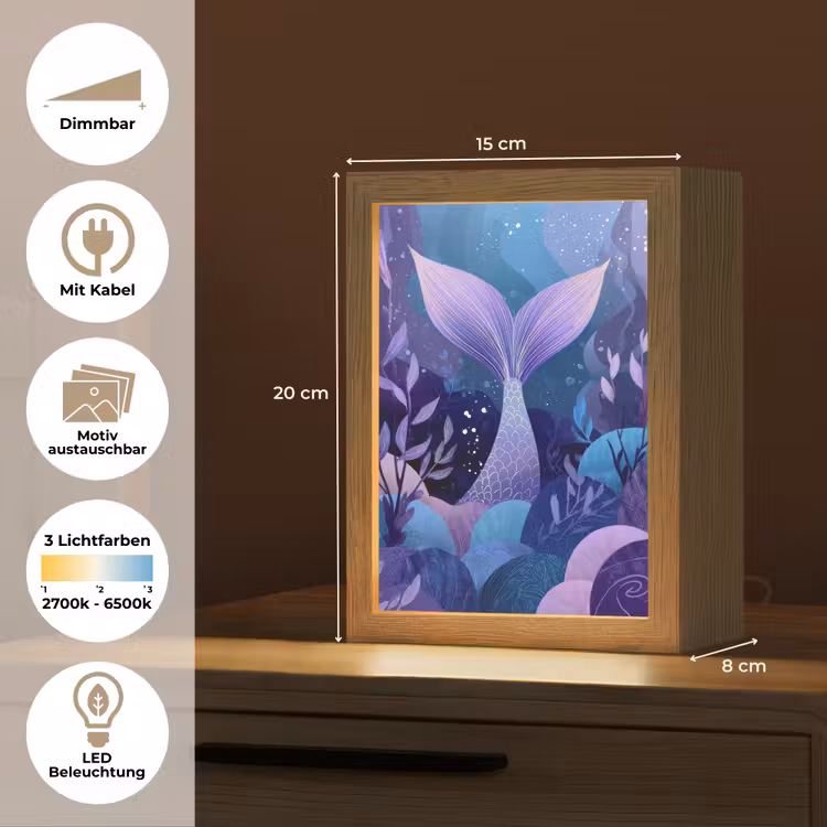 Zeemeerminnenstaart - Onderwaterplanten - Paars - Blauw Light Box met kabel (Kinderlampje) klein -USP_websiteoverzichtDE
