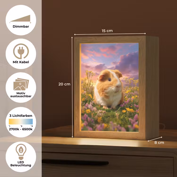 Cavia - Kleurrijk - Bloemen Light Box met kabel (Kinderlampje) klein -USP_websiteoverzichtDE
