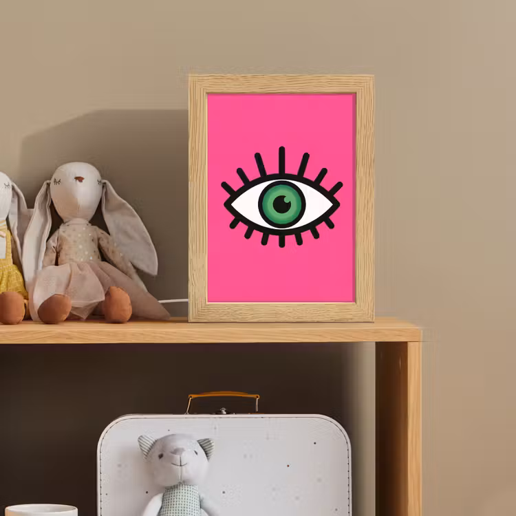 Minimalistisch - Oog - Roze Light Box met kabel (Kinderlampje) klein -sfeer2_kind