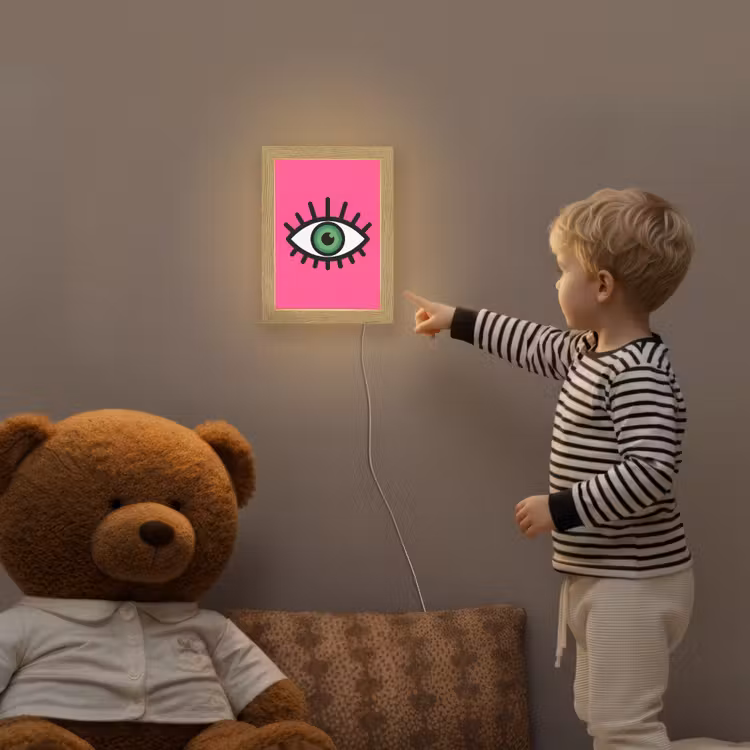 Minimalistisch - Oog - Roze Light Box met kabel (Kinderlampje) klein -sfeer4a_kind