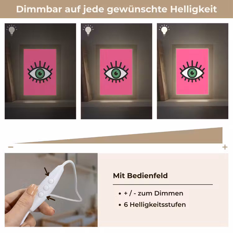 Minimalistisch - Oog - Roze Light Box met kabel (Kinderlampje) klein -USP_dimbaarDE