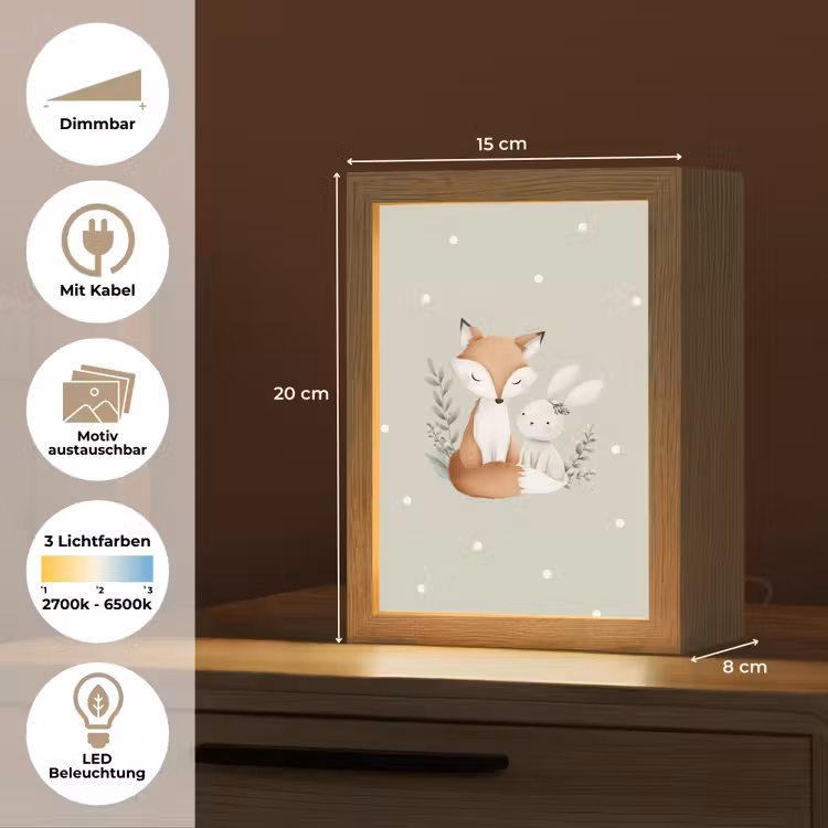Minimalistisch - Dieren - Bladeren - Stippen Light Box met kabel (Kinderlampje) klein -USP_websiteoverzichtDE
