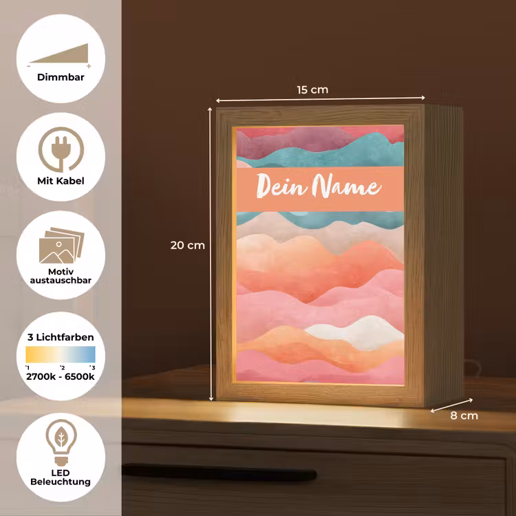 Abstract - Golven - Heuvels - Kleurrijk Light Box met kabel (Kinderlampje) klein -USP_websiteoverzichtDE