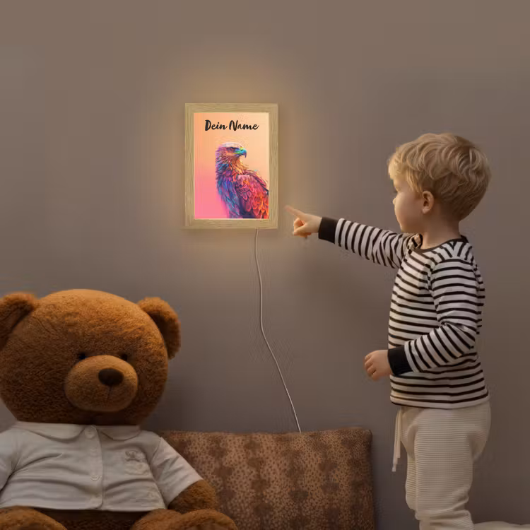 Arend - Vogel - Kleurrijk - Dier Light Box met kabel (Kinderlampje) klein -sfeer4a_kind