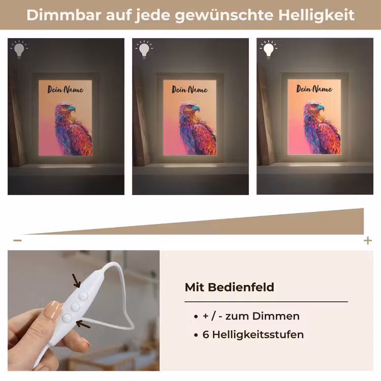 Arend - Vogel - Kleurrijk - Dier Light Box met kabel (Kinderlampje) klein -USP_dimbaarDE