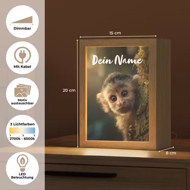 Aap - Boomstronk - Bruin Light Box met kabel (Kinderlampje) klein -USP_websiteoverzichtDE