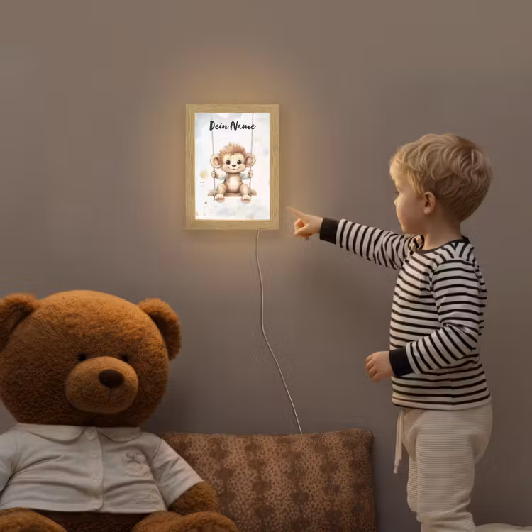 Aap - Dier - Kinderen Light Box met kabel (Kinderlampje) klein -sfeer4a_kind