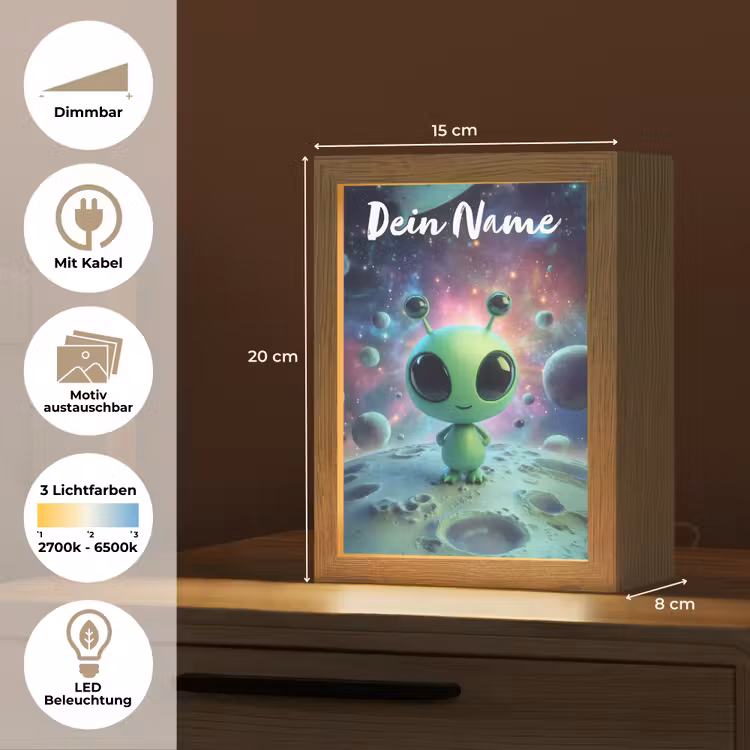 Alien - Groen - Planeten - Ruimte Light Box met kabel (Kinderlampje) klein -USP_websiteoverzichtDE
