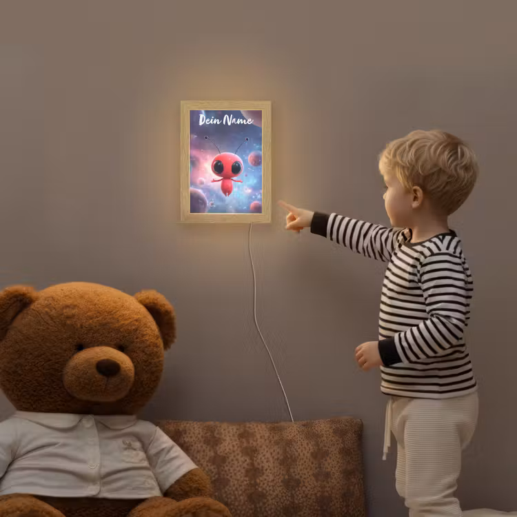 Buitenaards wezen - Rood - Planeten Light Box met kabel (Kinderlampje) klein -sfeer4a_kind
