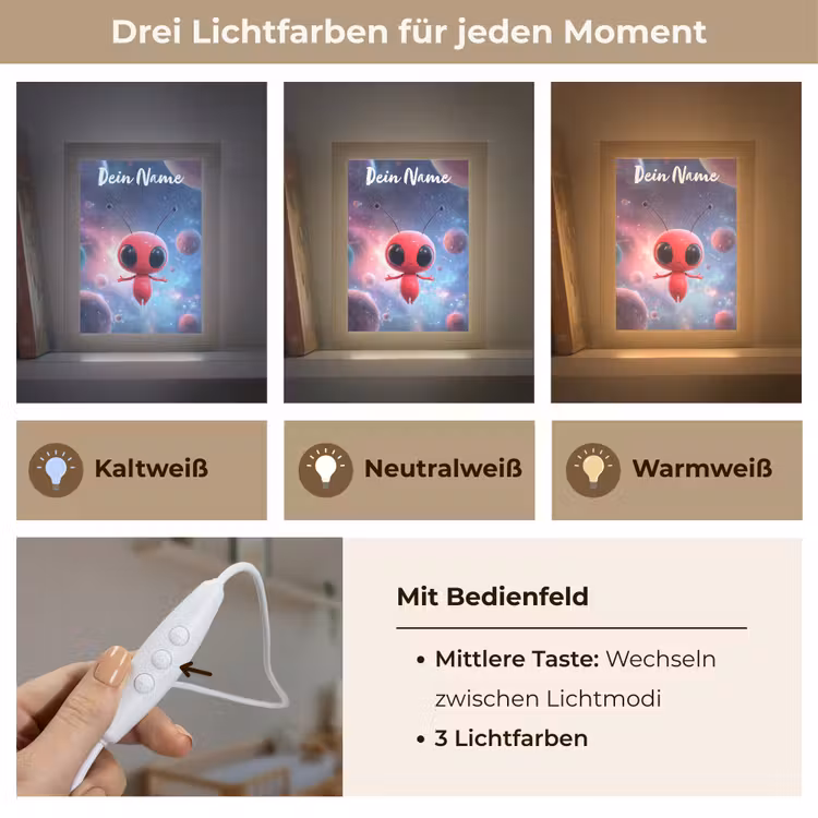 Buitenaards wezen - Rood - Planeten Light Box met kabel (Kinderlampje) klein -USP_lichtkleurDE