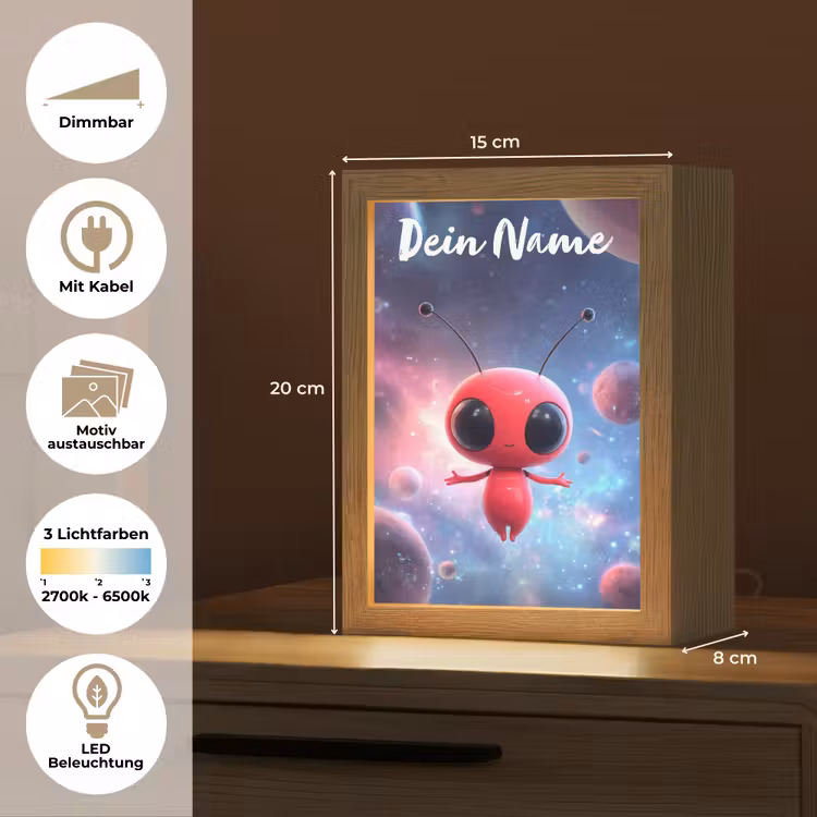 Buitenaards wezen - Rood - Planeten Light Box met kabel (Kinderlampje) klein -USP_websiteoverzichtDE