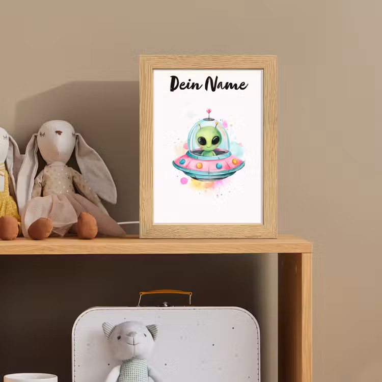Alien - Ufo - Kleurrijk Light Box met kabel (Kinderlampje) klein -sfeer2_kind
