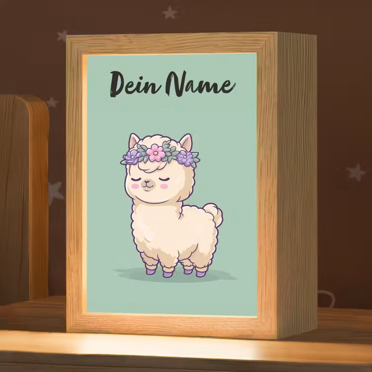 Alpaca - Bloemendiadeem - Groen Light Box met kabel (Kinderlampje) klein -zzz_3d_website