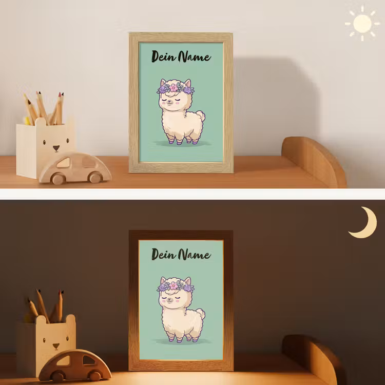 Alpaca - Bloemendiadeem - Groen Light Box met kabel (Kinderlampje) klein -sfeer3_kind