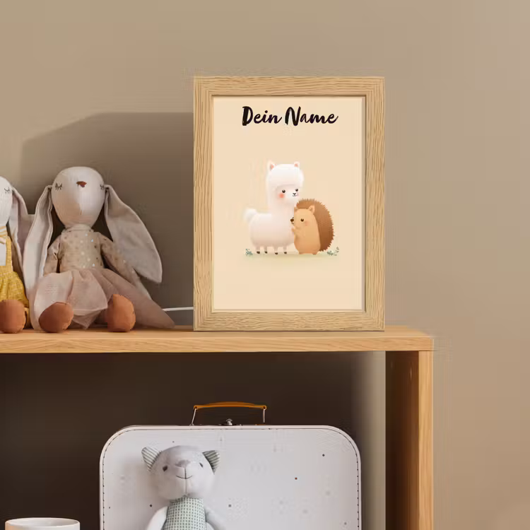 Alpaca - Egel - Bruin - Knuffelen Light Box met kabel (Kinderlampje) klein -sfeer2_kind