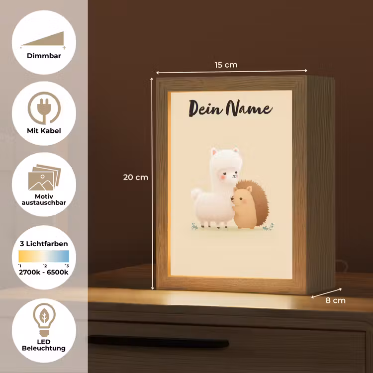 Alpaca - Egel - Bruin - Knuffelen Light Box met kabel (Kinderlampje) klein -USP_websiteoverzichtDE