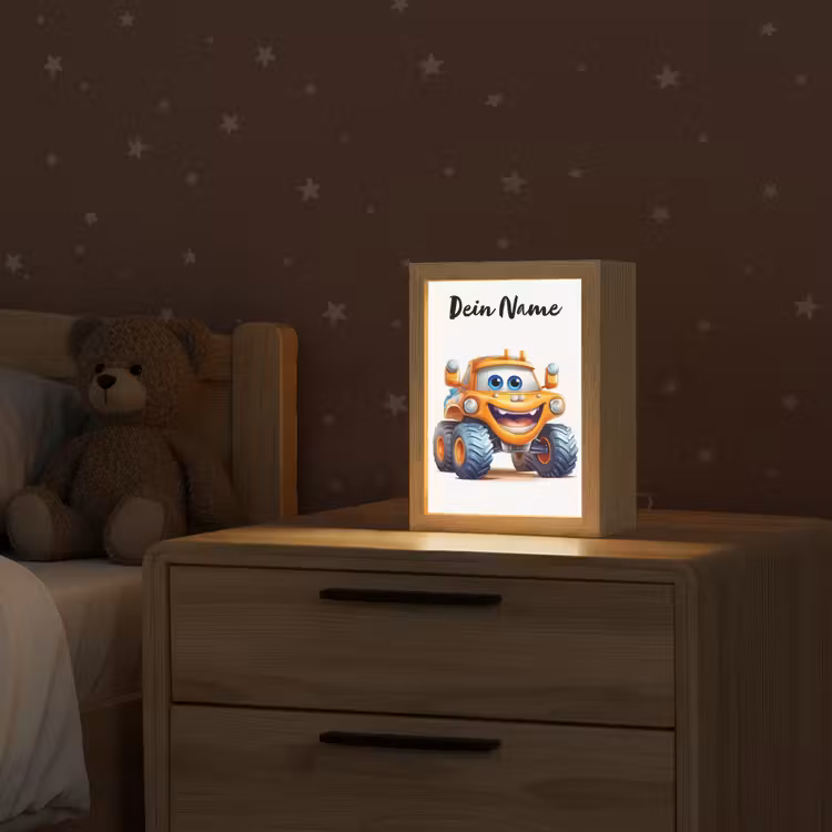 Auto - Oranje - Jongen - Kind Light Box met kabel (Kinderlampje) klein -sfeer1_kind