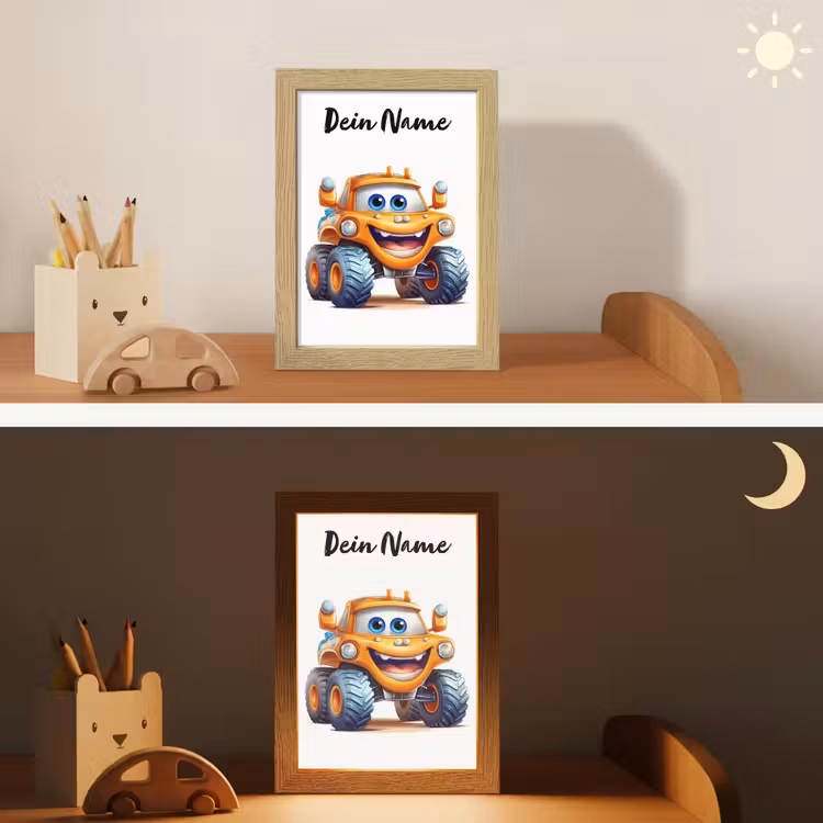 Auto - Oranje - Jongen - Kind Light Box met kabel (Kinderlampje) klein -sfeer3_kind